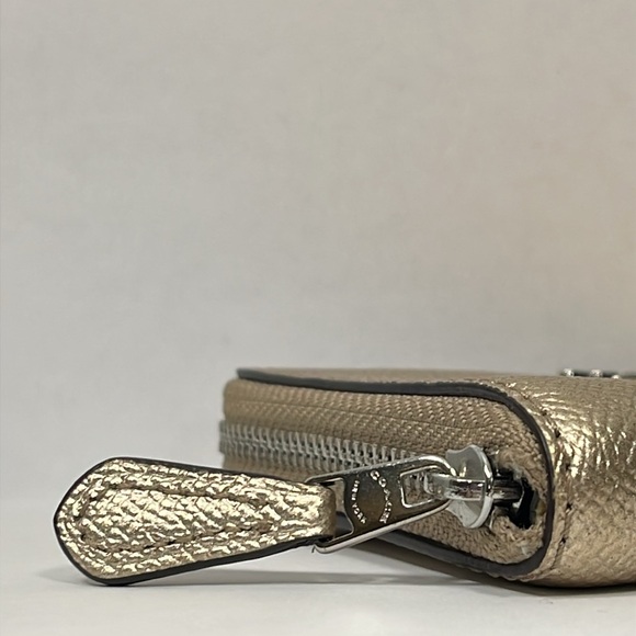 COACH METALLIC LEATHER SMALL ZIP AROUND BIFOLD WALLET - Picture 7 of 13